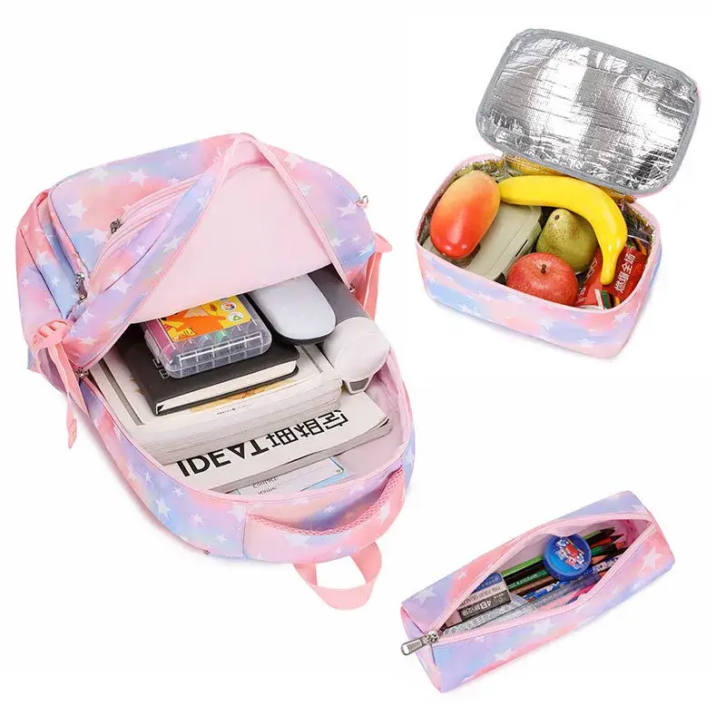 Ba lô trường học unisex: Bộ set in hình bầu trời đầy sao, đề xuất từ nhà cung cấp