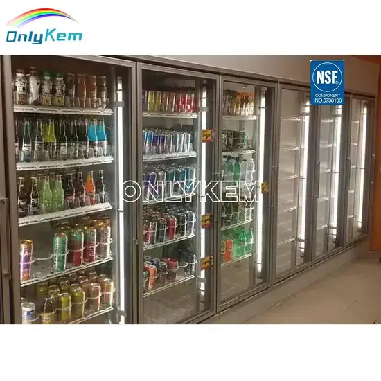 Thiết bị phòng lạnh trưng bày sản phẩm cho khu vực bia với cửa kính tại siêu thị hình ảnh 1-description