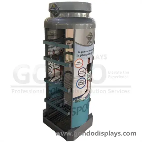 Kệ trưng bày hình chai 4-Tier phù hợp cho cửa hàng siêu thị và bán lẻ hình ảnh 1-description