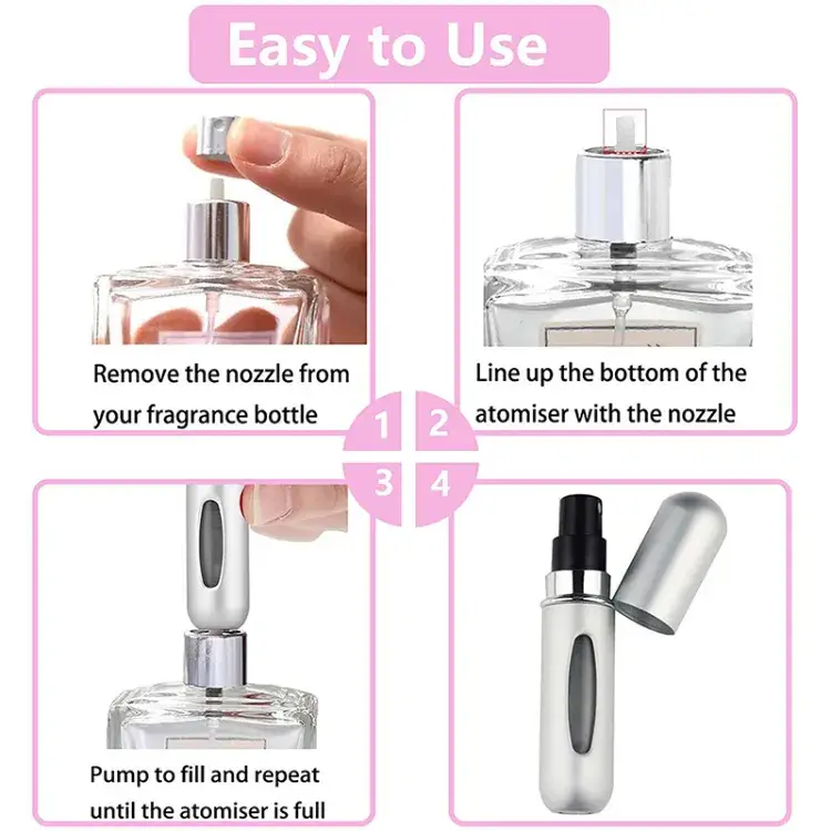 Bình xịt nước hoa mini du lịch 5ml và 8ml tái sử dụng, phong cách Corlorful với nắp nhôm hình ảnh 16-description