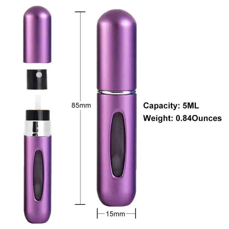Bình xịt nước hoa mini du lịch 5ml và 8ml tái sử dụng, phong cách Corlorful với nắp nhôm hình ảnh 12-description