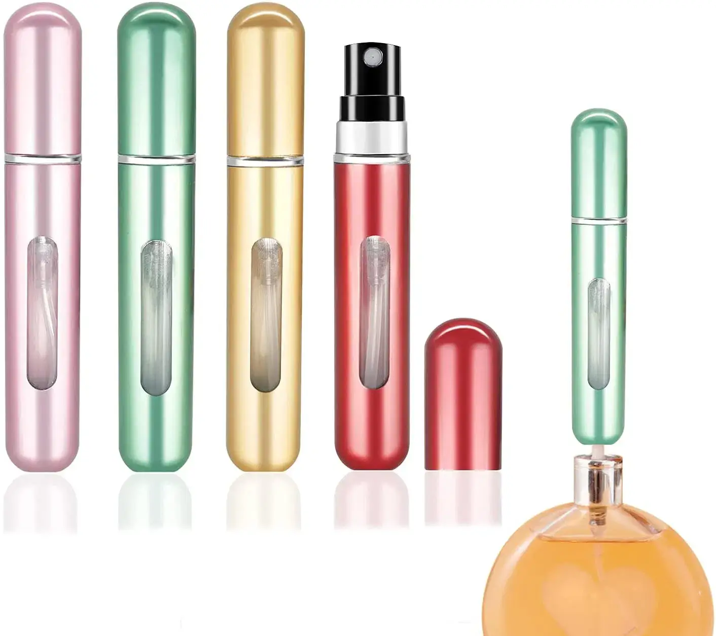 Bình xịt nước hoa mini du lịch 5ml và 8ml tái sử dụng, phong cách Corlorful với nắp nhôm
