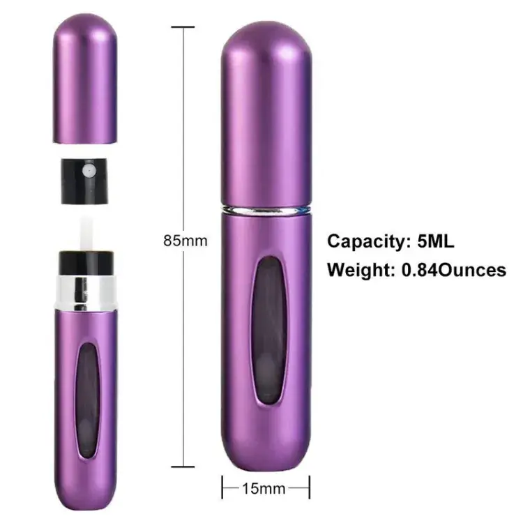 Bình xịt nước hoa mini du lịch 5ml và 8ml tái sử dụng, phong cách Corlorful với nắp nhôm hình ảnh 15-description