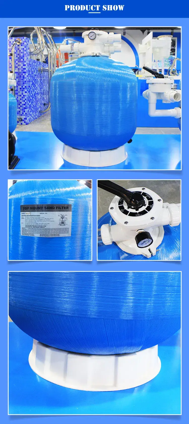 Bộ lọc nước hồ bơi kính chất lượng cao để xử lý cát hình ảnh 15-description