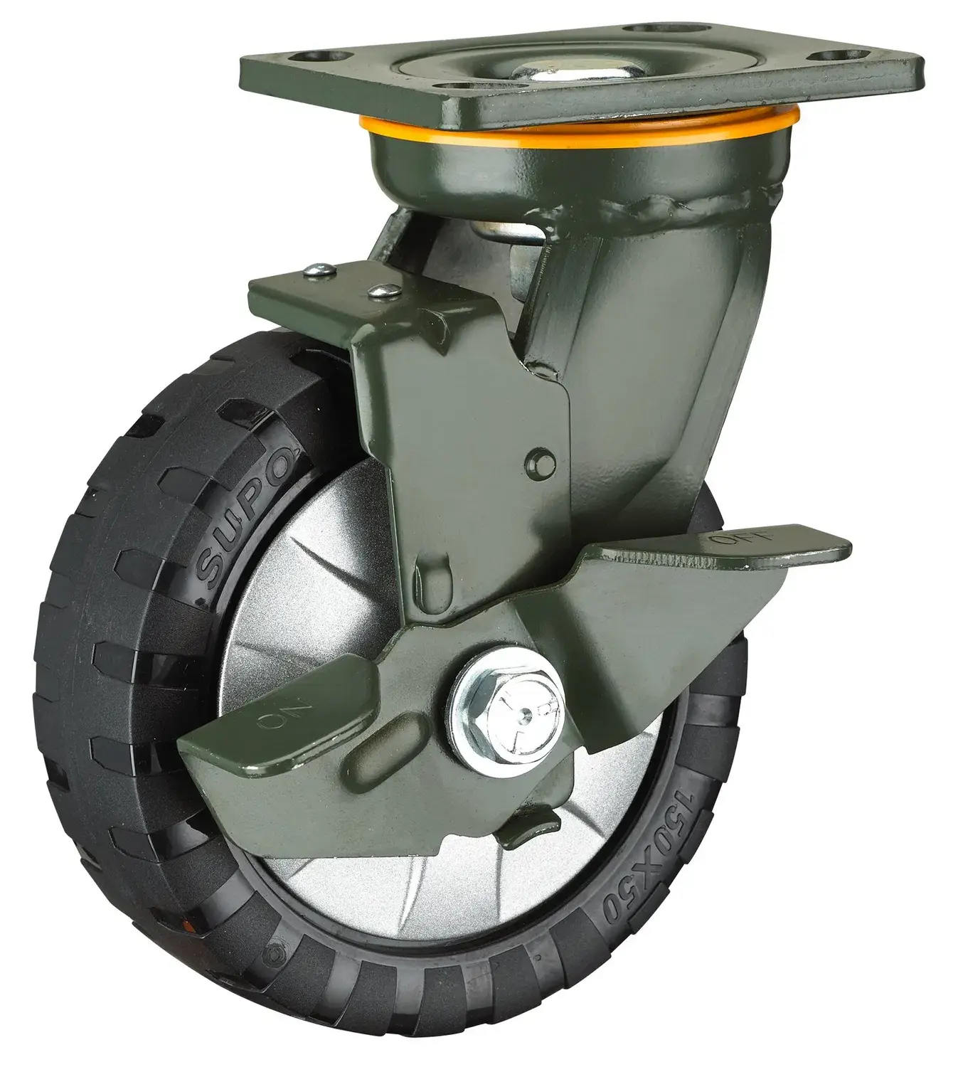 Bánh xe chuyển động với cơ chế khóa an toàn PU cho các dụng cụ di chuyển hàng hải
