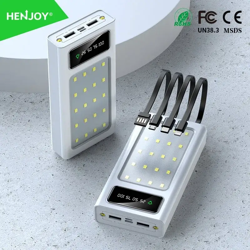 Cục sạc dự phòng hình chữ nhật 20000mAh với công nghệ 4-Line Đèn cắm trại tiên tiến