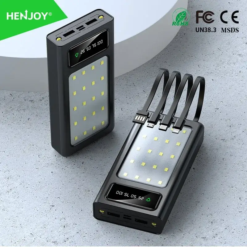 Cục sạc dự phòng hình chữ nhật 20000mAh với công nghệ 4-Line Đèn cắm trại tiên tiến