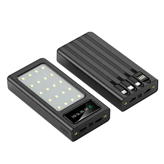 Cục sạc dự phòng hình chữ nhật 20000mAh với công nghệ 4-Line Đèn cắm trại tiên tiến