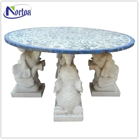 Bàn ghế đá granit sáng tạo cho không gian ngoại thất