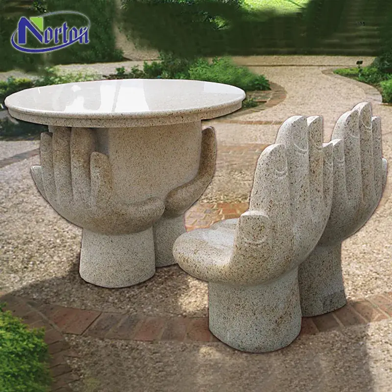 Bàn ghế đá granit sáng tạo cho không gian ngoại thất hình ảnh 12-description