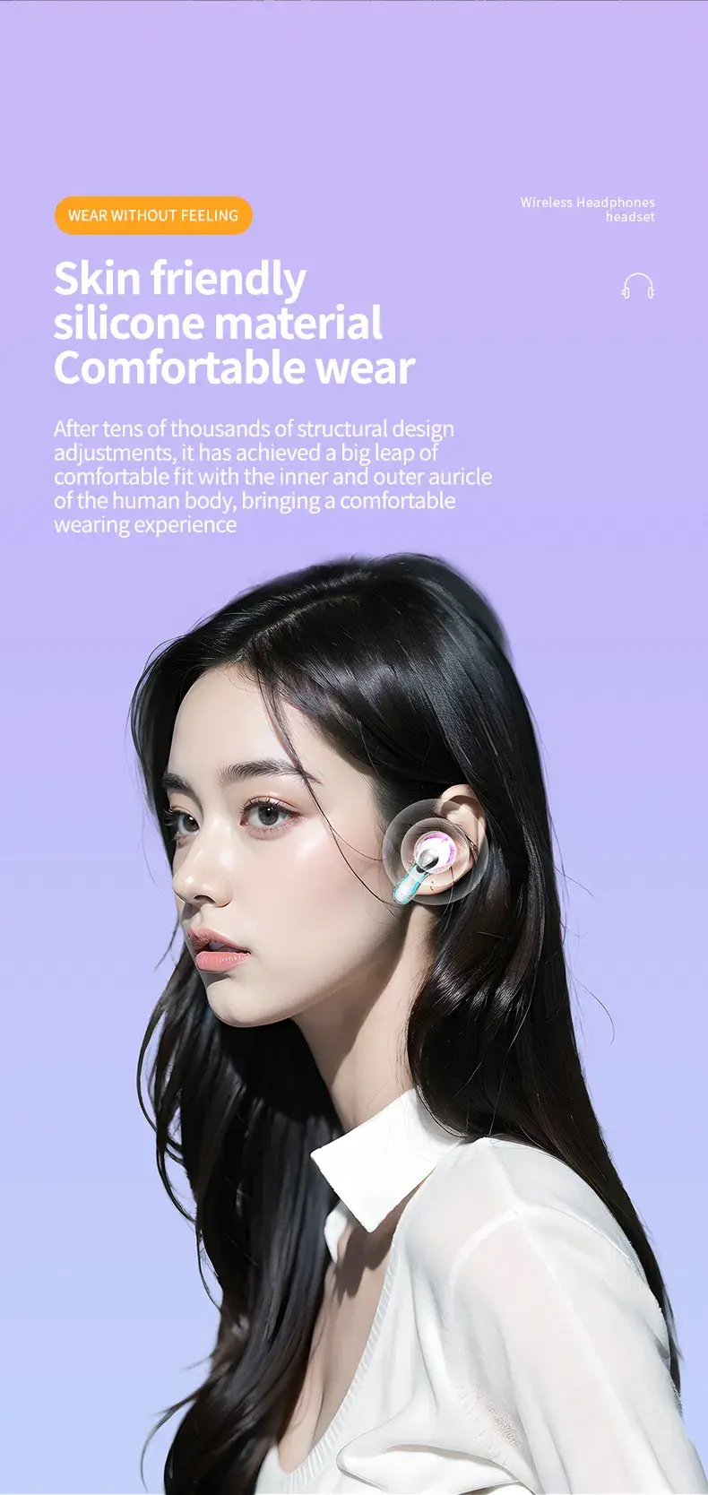 Tai nghe in-ear không dây TWS với hộp sạc và microphone trong suốt hình ảnh 16-description
