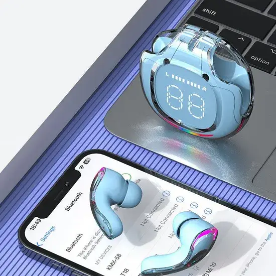 Tai nghe in-ear không dây TWS với hộp sạc và microphone trong suốt