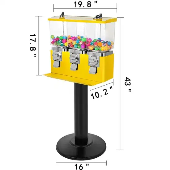 Máy bán kẹo gumball ba ngăn kết hợp chân đế nặng (TR103B) - Lựa chọn hoàn hảo cho kinh doanh