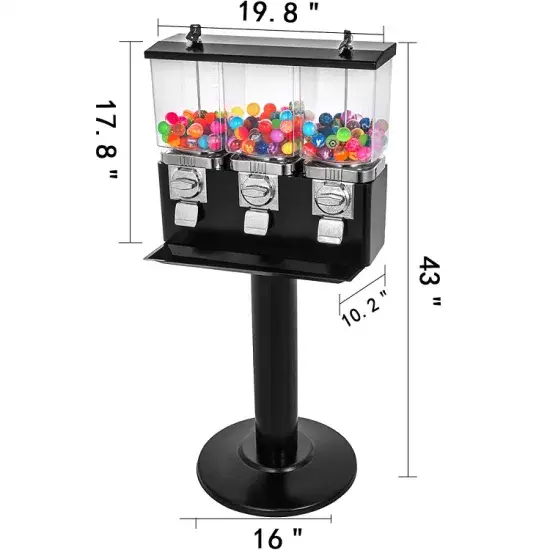Máy bán kẹo gumball ba ngăn kết hợp chân đế nặng (TR103B) - Lựa chọn hoàn hảo cho kinh doanh