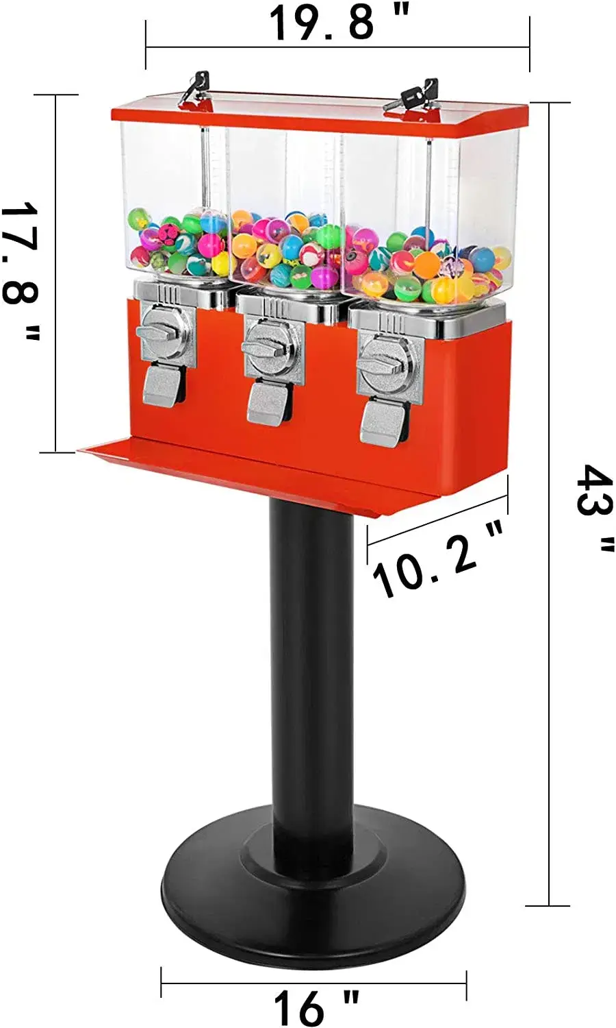 Máy bán kẹo gumball ba ngăn kết hợp chân đế nặng (TR103B) - Lựa chọn hoàn hảo cho kinh doanh