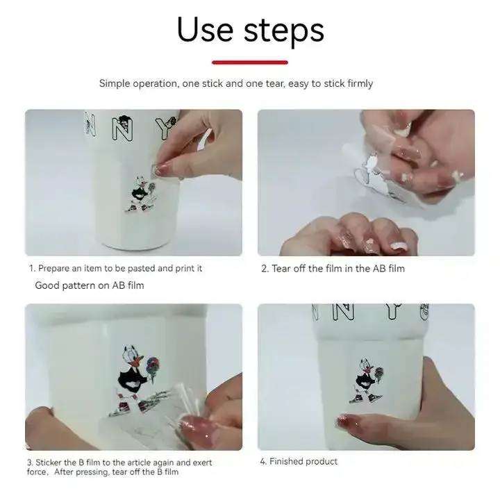 Màng chuyển UV DTF AB Film phổ biến cho máy in UV DTF, kích thước 30cm, 60cm và A4