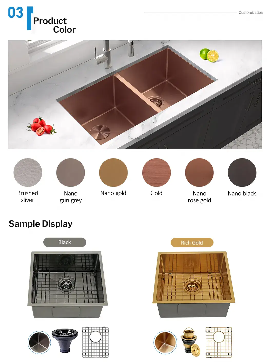 Bồn rửa thép không gỉ lớn dưới quầy, thiết kế đơn tay nghề phù hợp cho nhu cầu thương mại và nông trại, có kèm phụ kiện hình ảnh 22-description