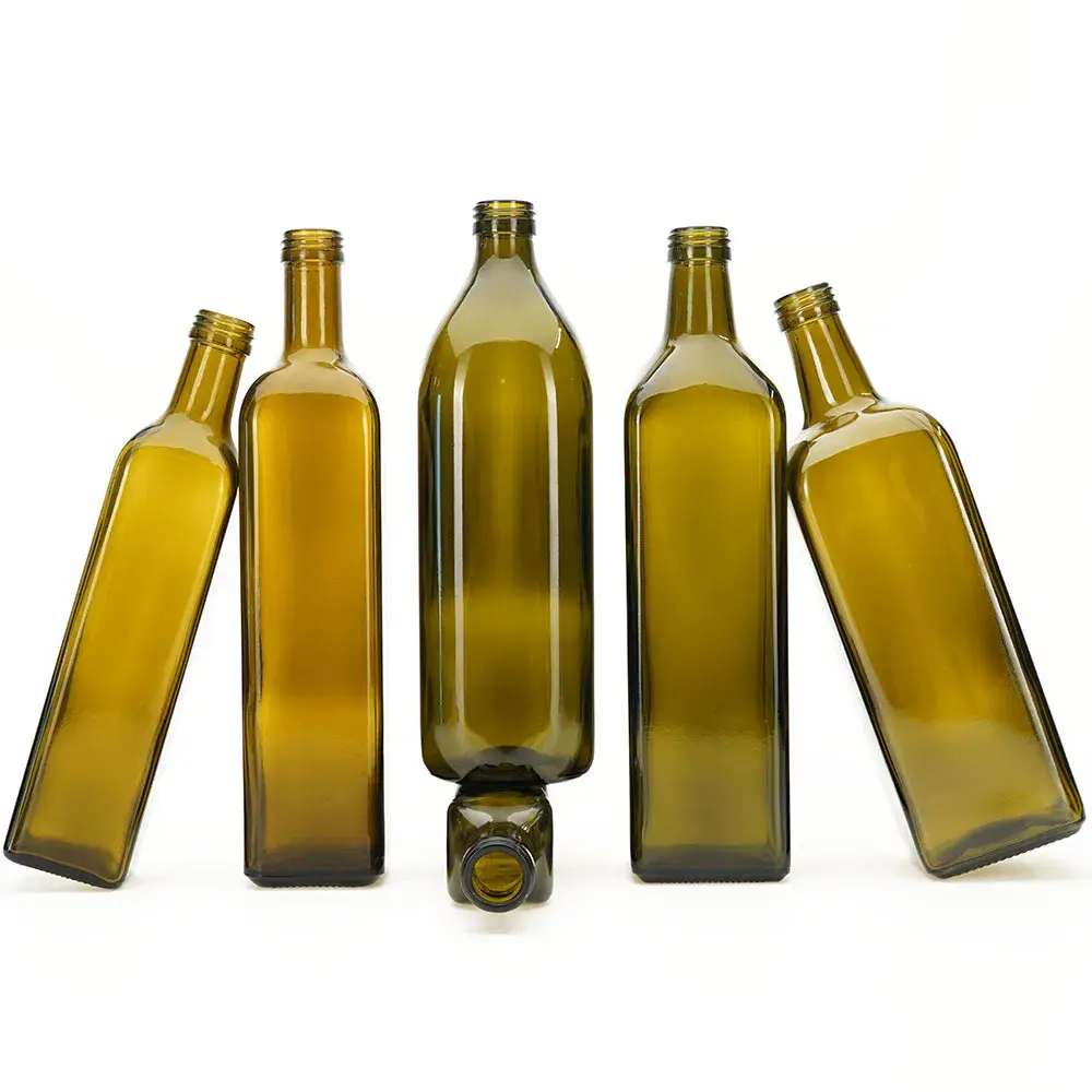 Chai dầu ô liu thủy tinh Marasca vuông và Dorica tròn - Sản xuất các dung tích từ 250ml đến 1litre