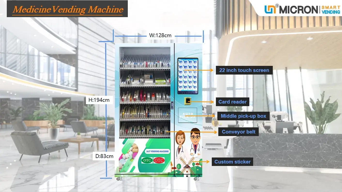 Máy bán hàng tự động Weimi cho bệnh viện với hệ thống nâng cấp cho thuốc sáng tạo