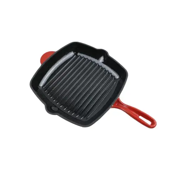 Chảo nướng BBQ hình vuông tròn từ gang bán buôn, thích hợp nấu steak và chiên