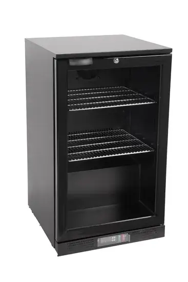 Tủ lạnh mini đen với cửa kính - Sản phẩm bán buôn tủ lạnh đồ uống nhỏ và tủ đông trưng bày
