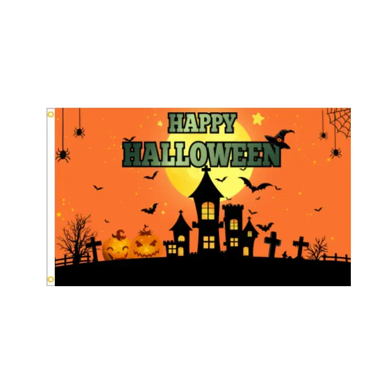 Băng rôn Halloween treo hai mặt tùy chỉnh bán buôn - phù thủy bí ngô vui vẻ polyester chủ đề đèn lồng trang trí tiệc