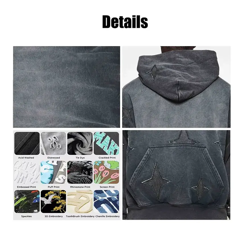 Áo hoodie nam 100% cotton oversized streetwear tùy chỉnh chất lượng nặng 500GSM hình ảnh 18-description