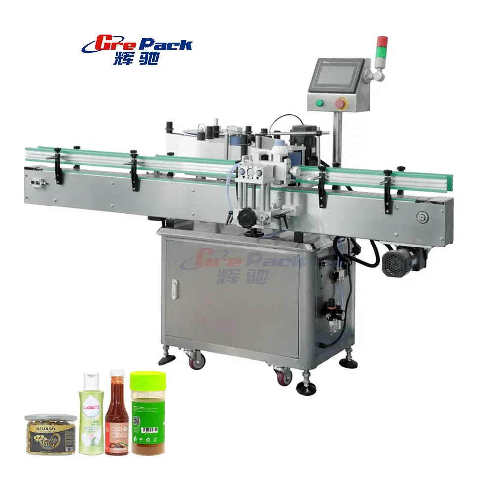 Máy dán nhãn tự động cho chai rượu tròn