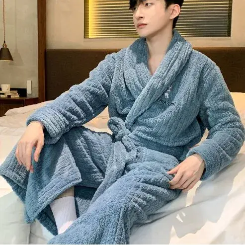 Áo choàng tắm hoạt hình nam mùa đông, đồ ngủ dày dạn cho nam