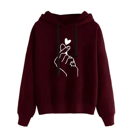 Áo pullover tay dài in hình trái tim cho nữ - Sự lựa chọn cho mùa xuân, thu và đông, có sẵn trong các size lớn