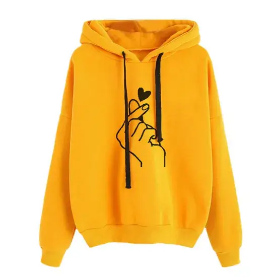 Áo pullover tay dài in hình trái tim cho nữ - Sự lựa chọn cho mùa xuân, thu và đông, có sẵn trong các size lớn