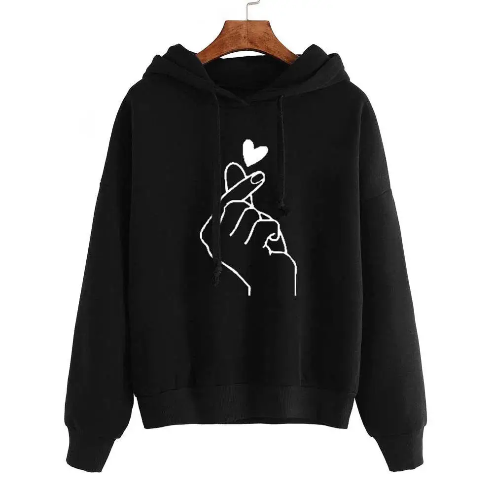 Áo pullover tay dài in hình trái tim cho nữ - Sự lựa chọn cho mùa xuân, thu và đông, có sẵn trong các size lớn