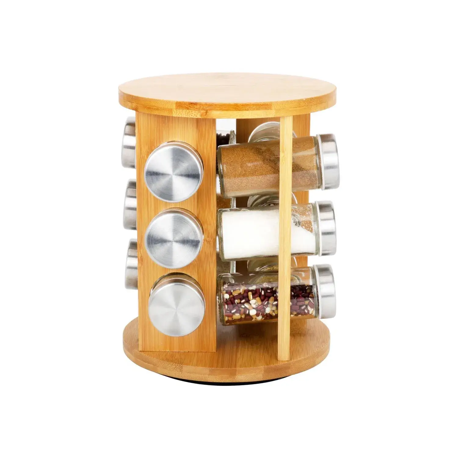 Giá đỡ gia vị bằng gỗ chứa tới 12 lọ, tiện lợi cho việc lưu trữ và sắp xếp gia vị trong nhà bếp
