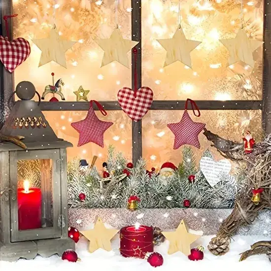 Ngôi sao gỗ Noël thủ công làm từ Mỹ nghệ, tạo điểm nhấn cho bữa tiệc gia đình