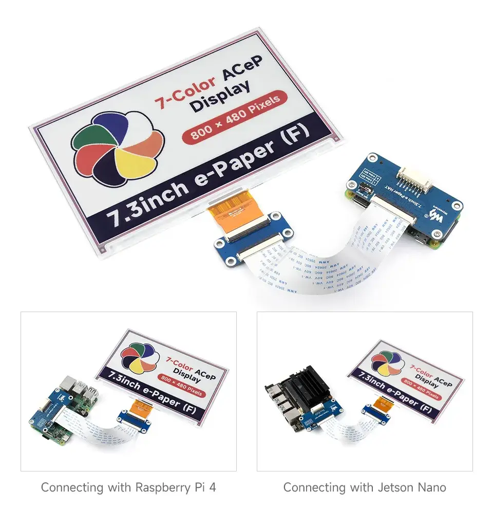 Màn Hình E-Paper E-Ink 7.3inch 800X480 Điểm ảnh, Giao tiếp Spi Tương thích với Mcus 3.3V/5V