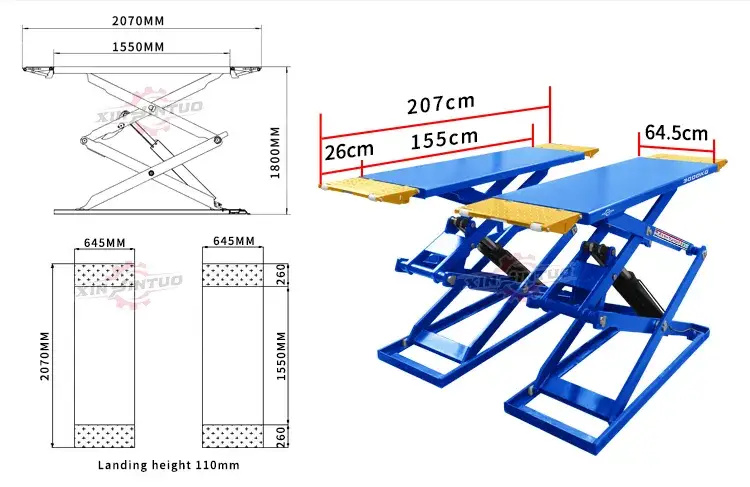 Thang nâng kéo Xinjintuo 4000kg 1.8m với chứng chỉ CE và cấu trúc siêu mỏng hình ảnh 18-description