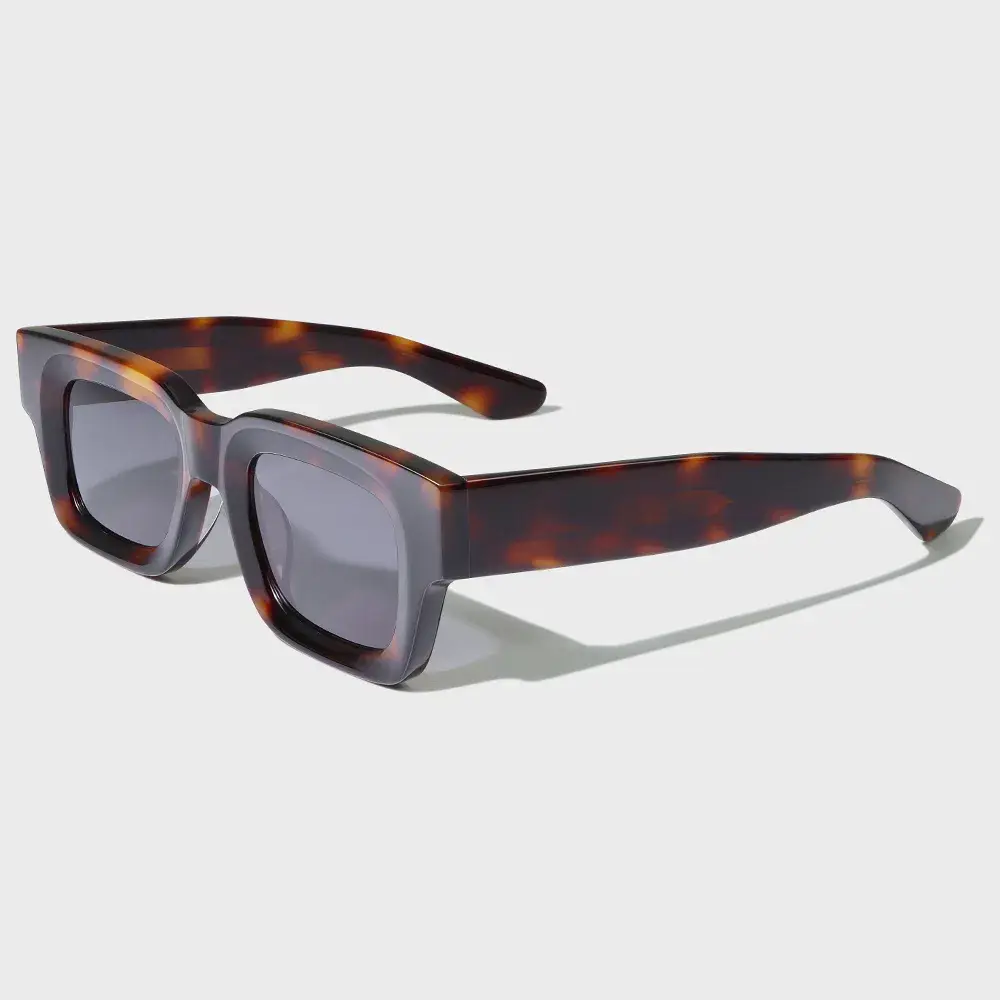 Kính mát unisex dày hình chữ nhật nhỏ với chất liệu acetate giả tortoiseshell từ thương hiệu Yeetian Havana Italian Mazzuchelli hình ảnh 9-description