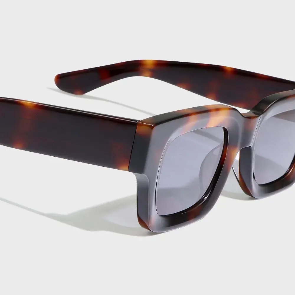 Kính mát unisex dày hình chữ nhật nhỏ với chất liệu acetate giả tortoiseshell từ thương hiệu Yeetian Havana Italian Mazzuchelli hình ảnh 10-description
