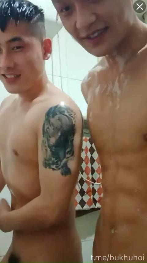 gay 2 handsome boys bathing together