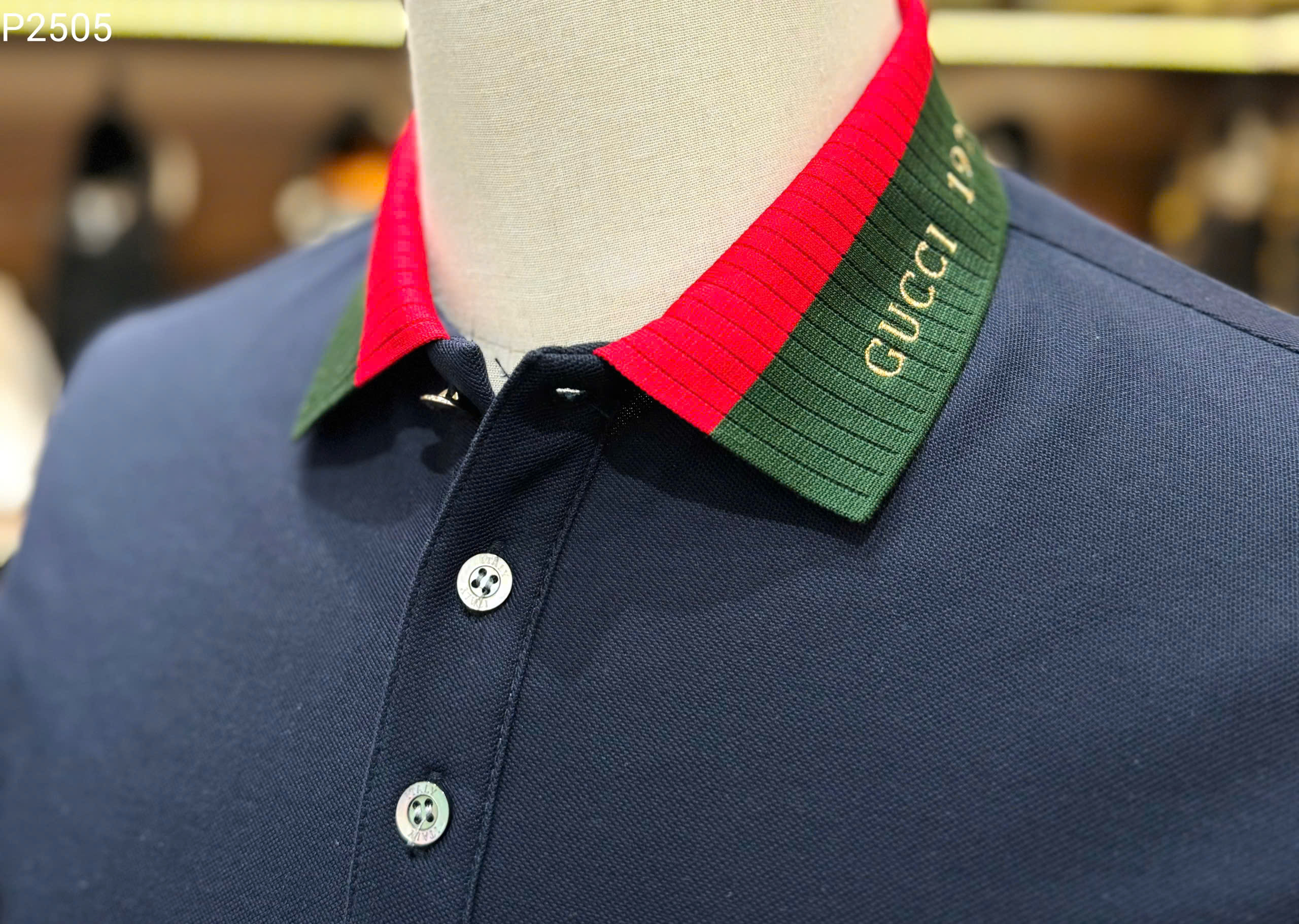 Áo polo Gucci GC trơn phối cổ Xanh Đỏ Like Auth 1-1 on web MK