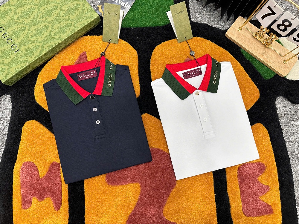 Áo polo Gucci GC trơn phối cổ Xanh Đỏ Like Auth 1-1 on web MK