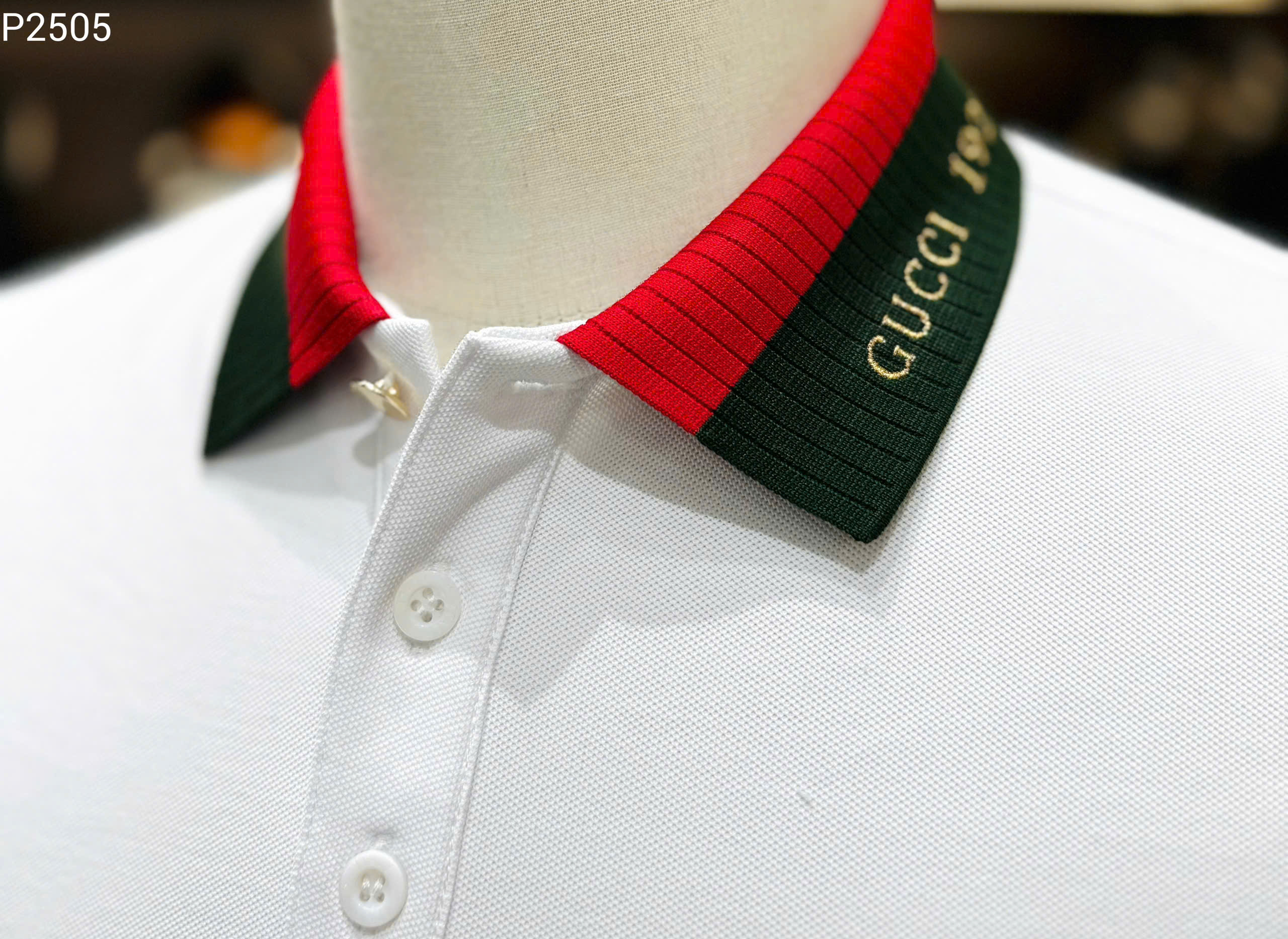 Áo polo Gucci GC trơn phối cổ Xanh Đỏ Like Auth 1-1 on web MK
