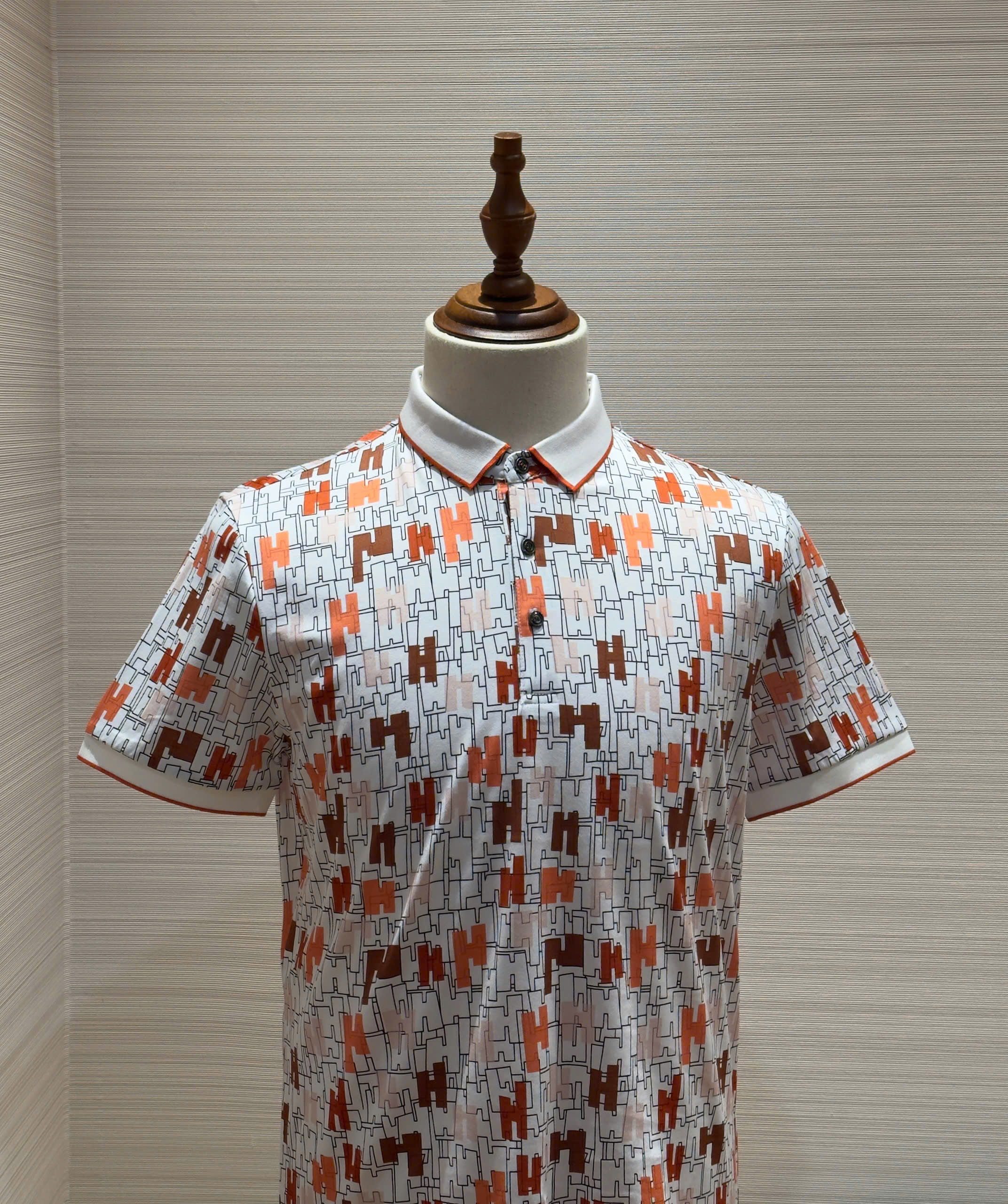 Áo polo Hermes HM Trắng họa tiết logo H full Like Auth 1-1 on web DDT