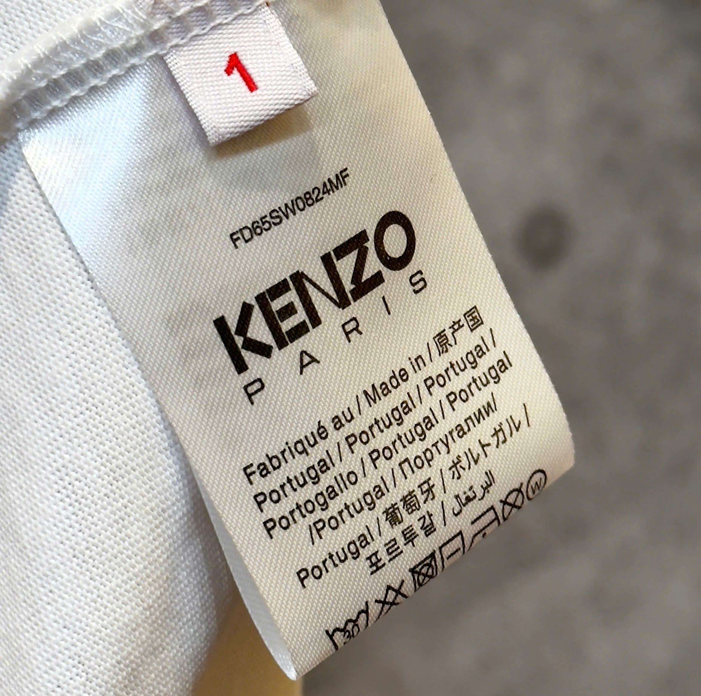 Áo phông T-shirt Kenzo KZ Trắng họa tiết Hổ Vàng logo chữ Đỏ thêu Like Auth on web DDT