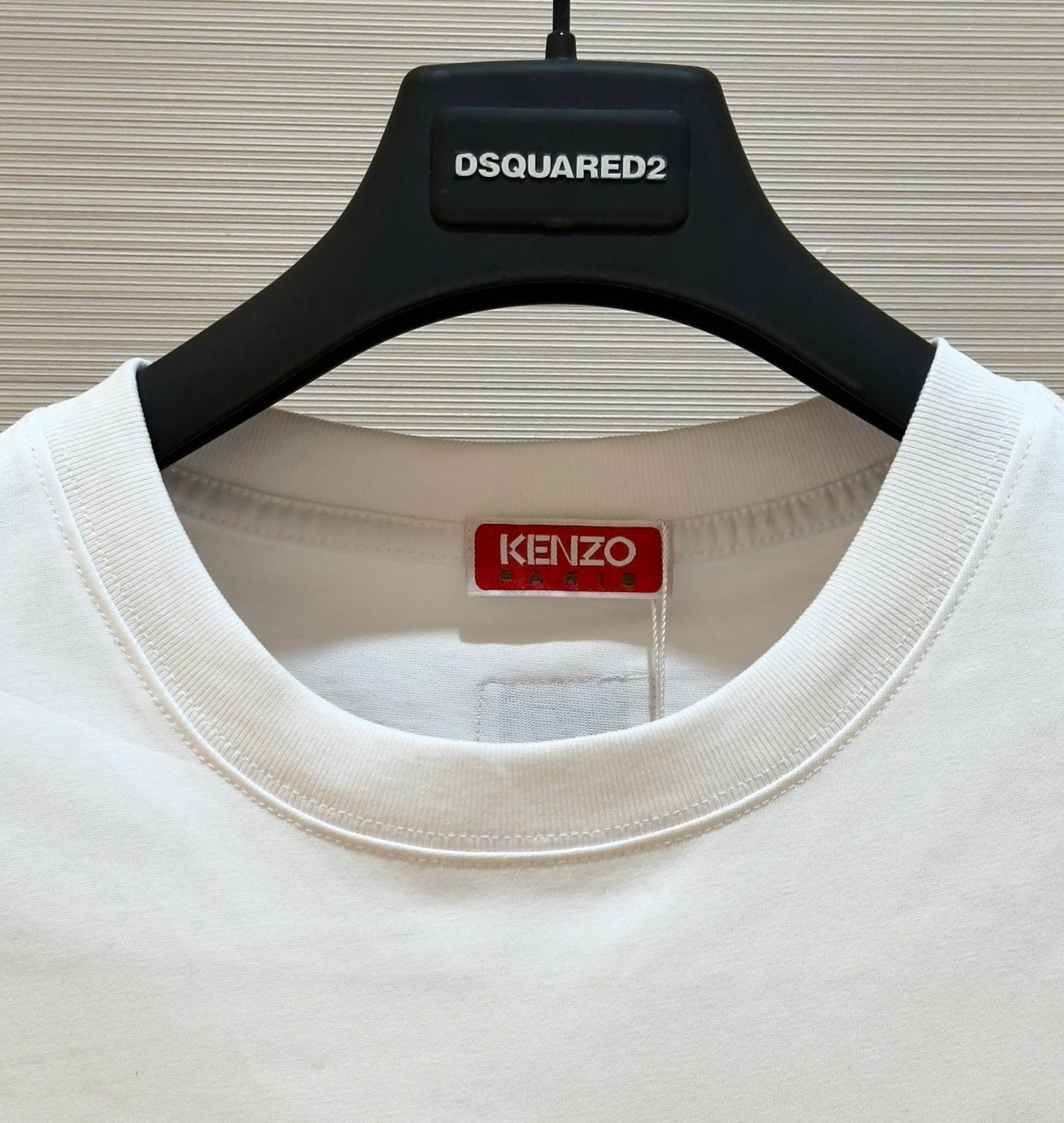 Áo phông T-shirt Kenzo KZ Trắng họa tiết Hổ Xám logo chữ Đỏ thêu Like Auth on web DDT