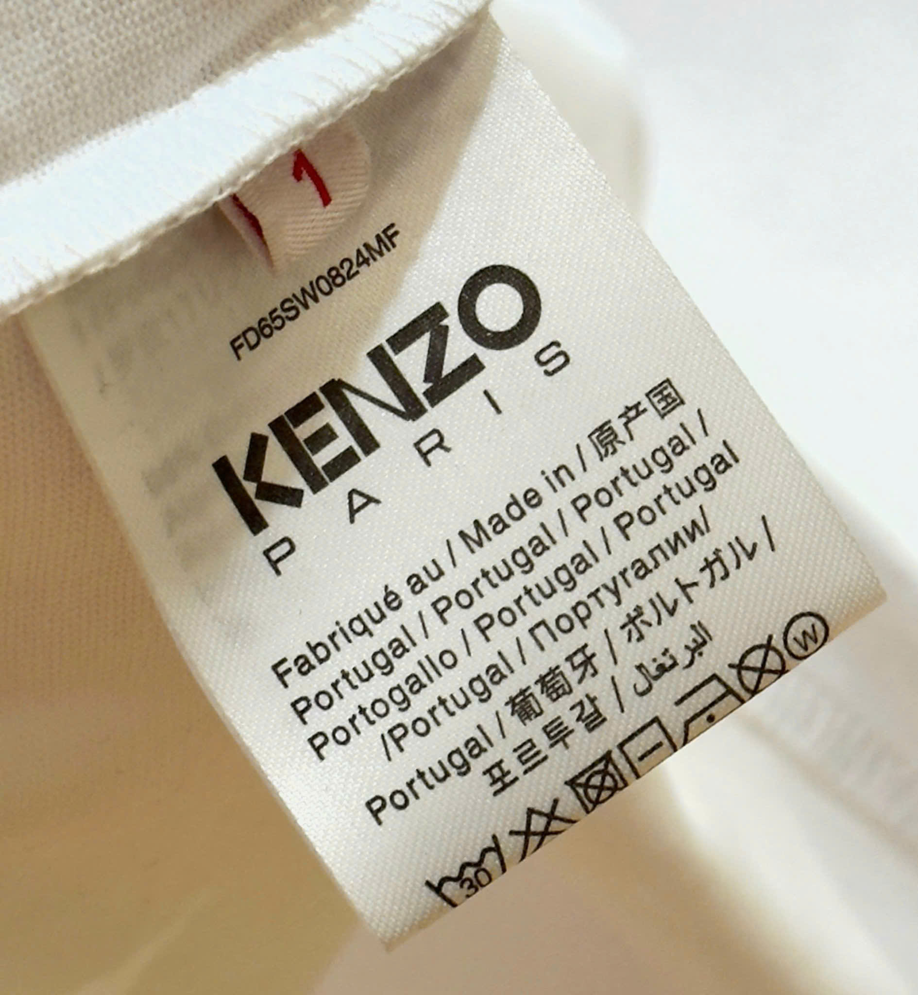 Áo phông T-shirt Kenzo KZ Trắng họa tiết Hổ Xám logo chữ Đỏ thêu Like Auth on web DDT