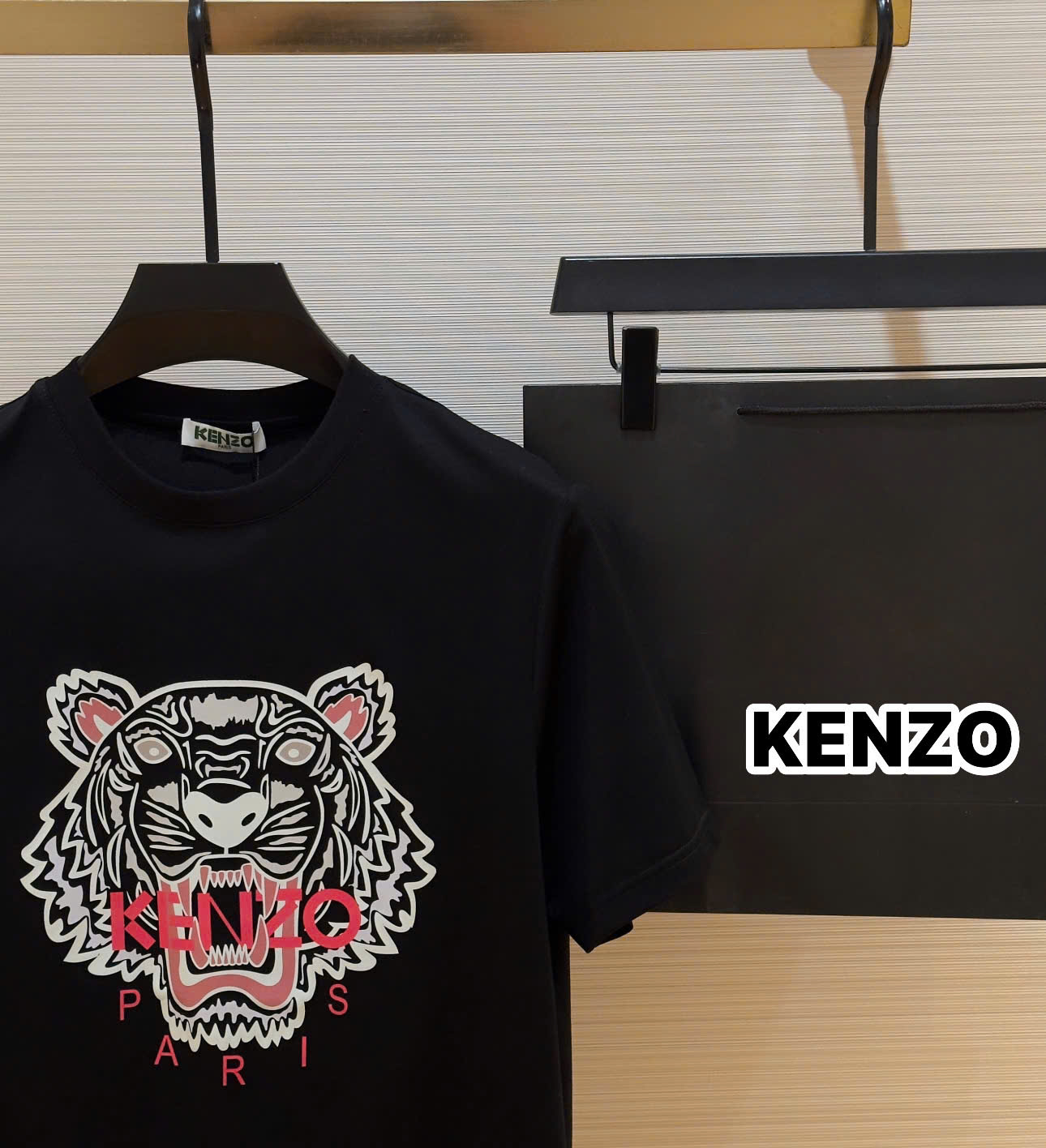 Áo phông T-shirt Kenzo KZ họa tiết Hổ Trắng logo chữ Đỏ Like Auth on web DDT