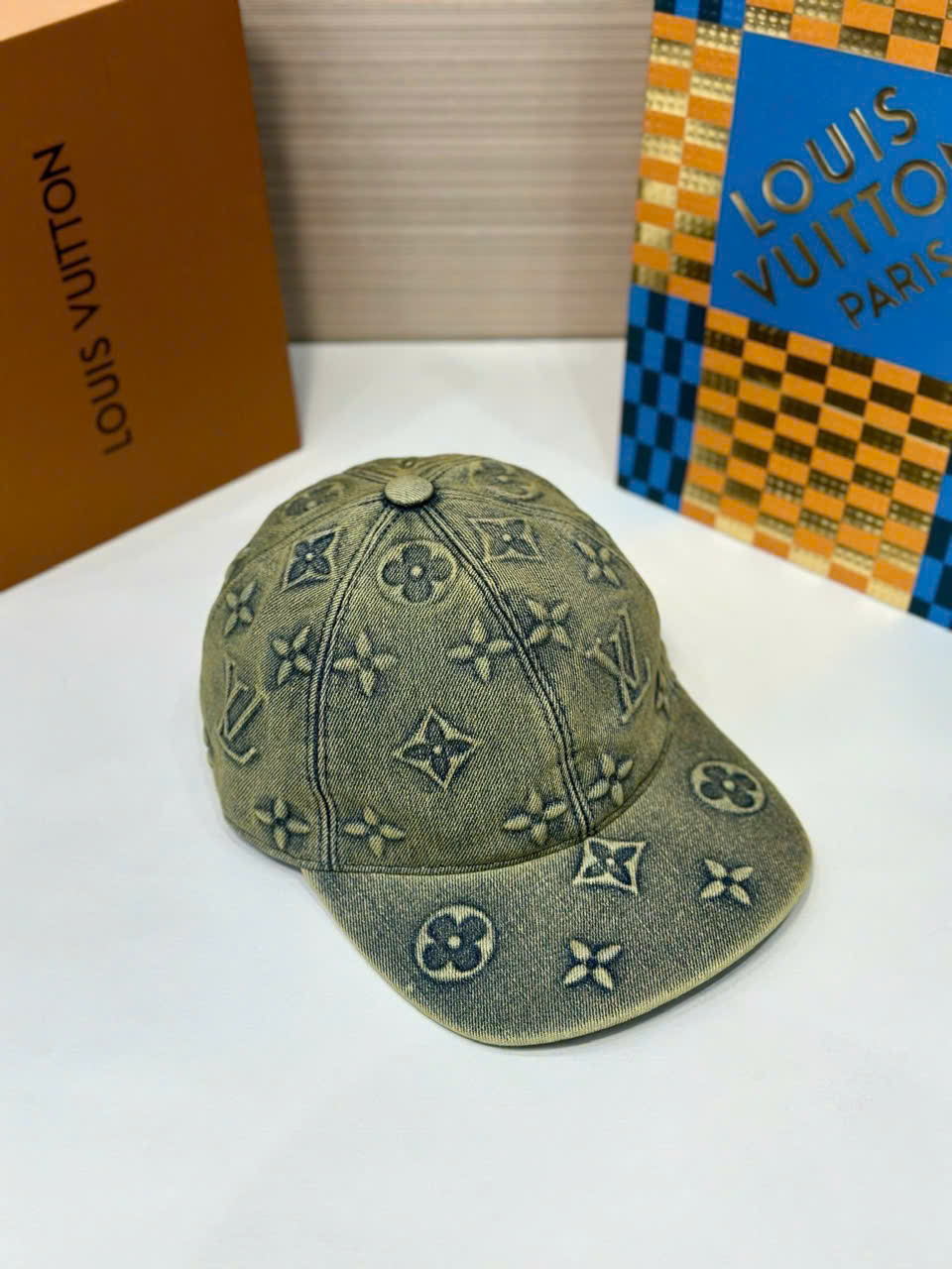 Mũ lưỡi trai, nón kết Louis Vuitton LV Xanh rêu họa tiết hoa vân logo loang full Like Auth fullbox bill thẻ PLD