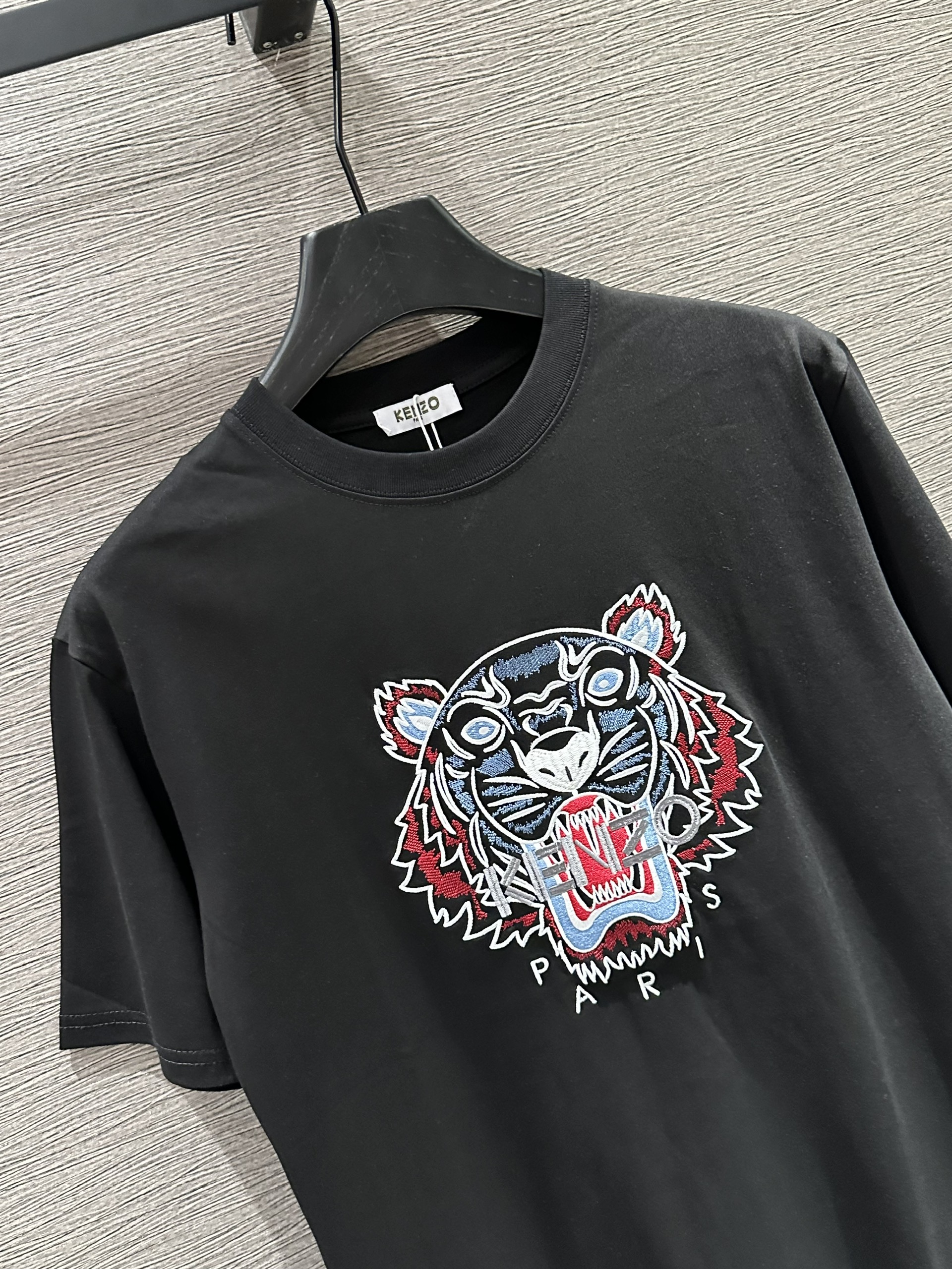 Áo phông T-shirt Kenzo KZ logo mặt Hổ thêu chữ Xám Like Auth on web VTN