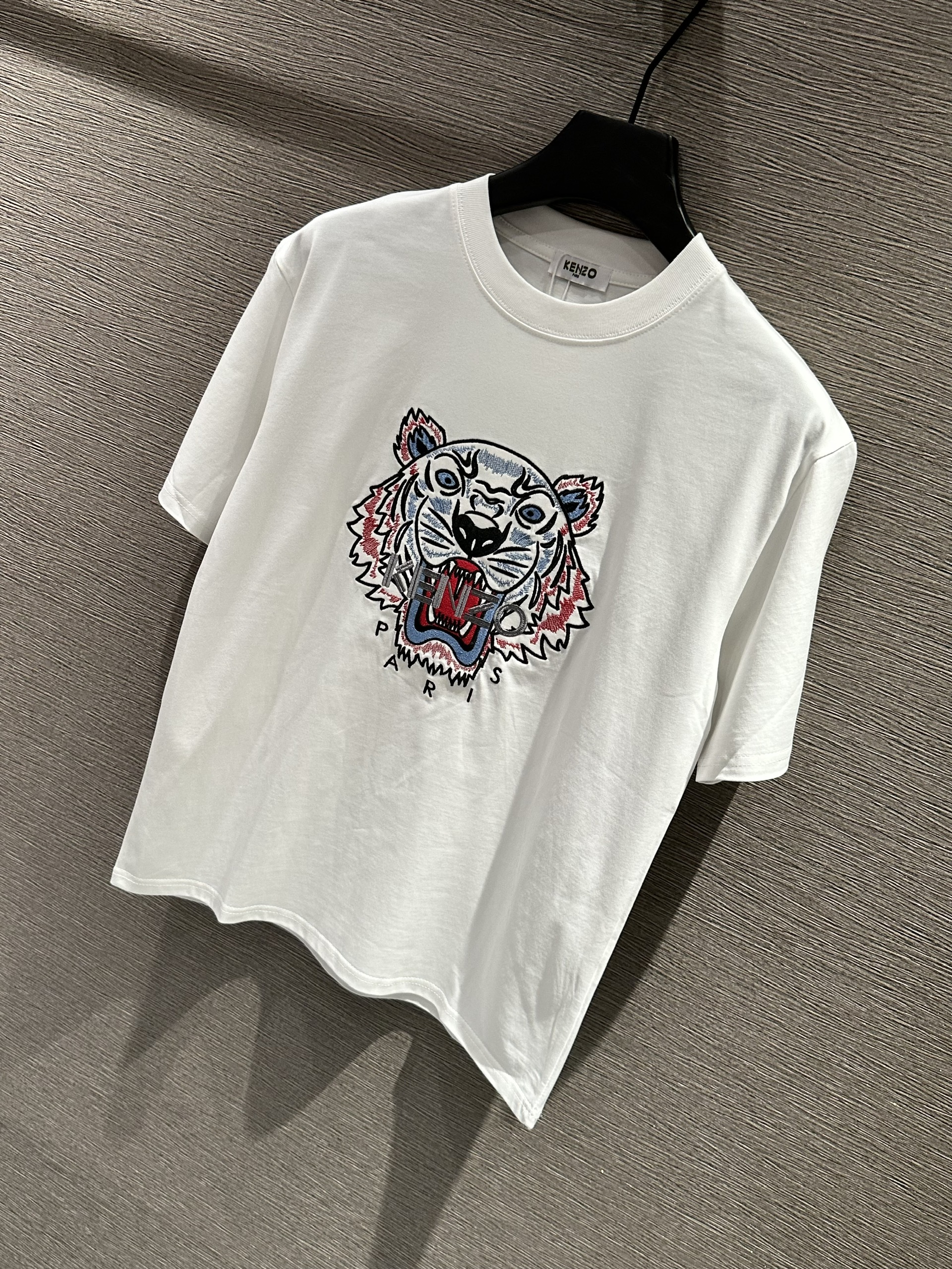 Áo phông T-shirt Kenzo KZ logo mặt Hổ thêu chữ Xám Like Auth on web VTN